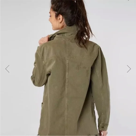 Free People Moonchild Military Jacket Olive Green Women’s Small Boho Utility - Picture 3 of 6